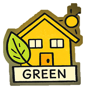 Hand-drawn green building sector icon